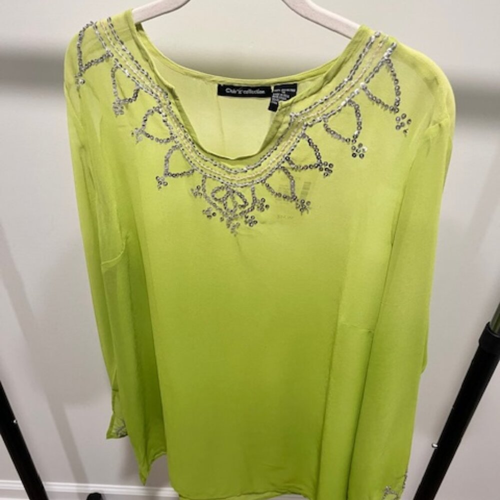 IC COLLECTION Lime Green Embellished Blouse